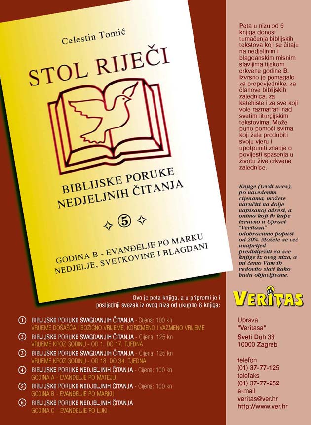 Stol rije�i 5 - Nova knjiga - Veritas 10/2005 - zadnja stranica