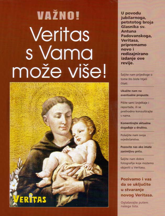 VA�NO! - VERITAS S VAMA MO�E VI�E - Poziv na suradnju u stvaranju novog Veritasa